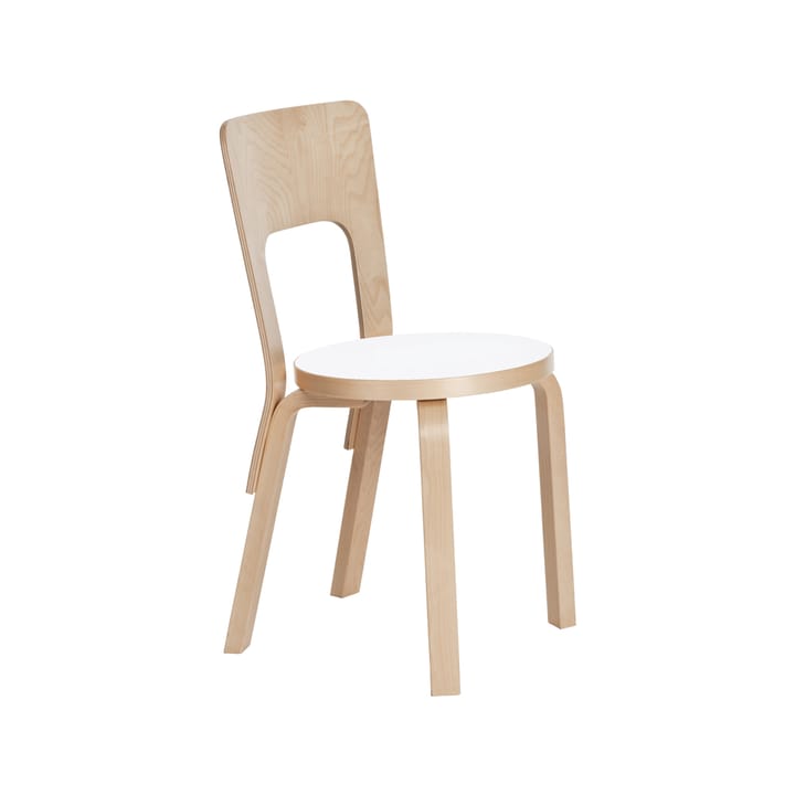 Chair 66 stol - Hvit laminat-Bjørkeunderstell - Artek