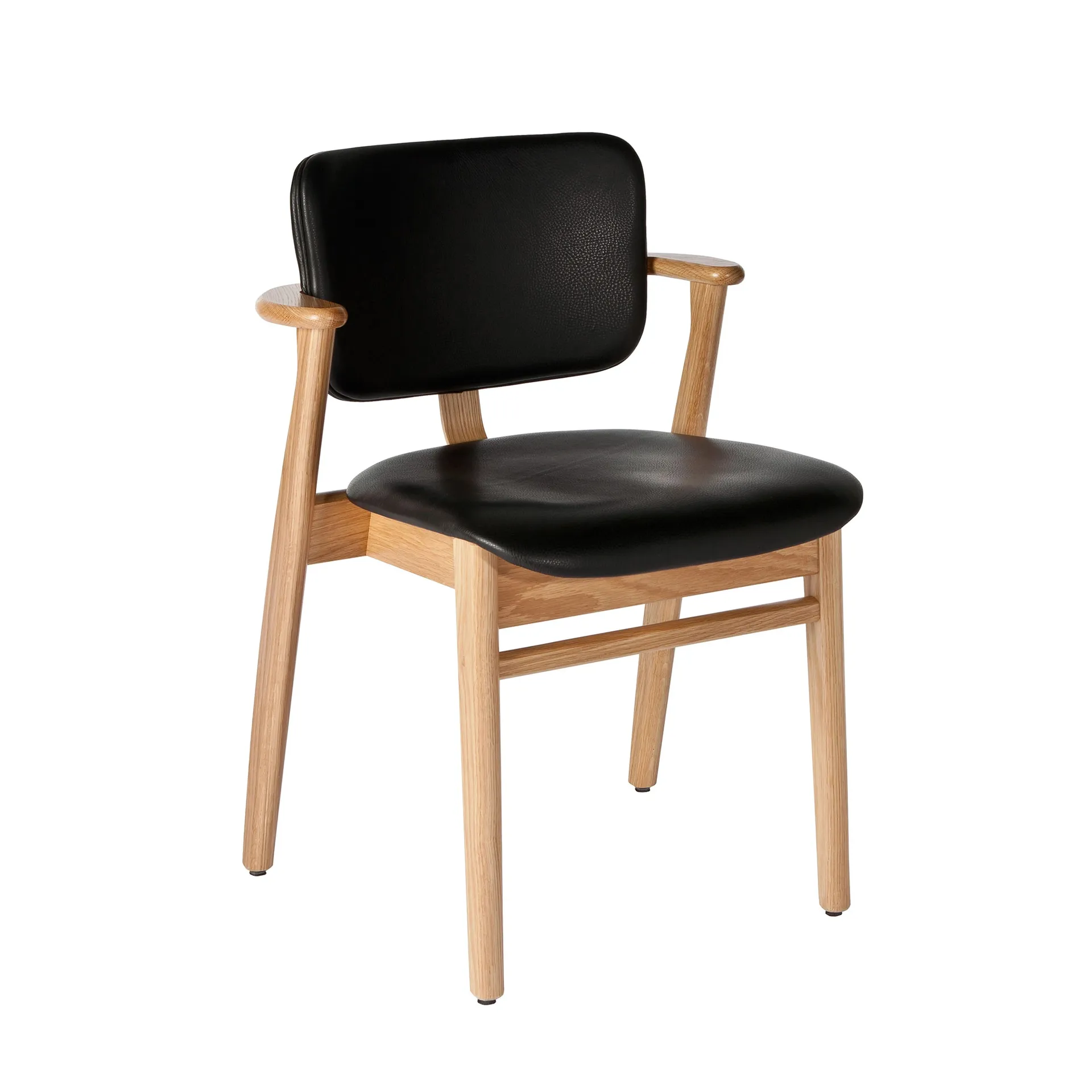 Domus stol polstret sete og rygg, Prestige svart lær-Bjørk Artek