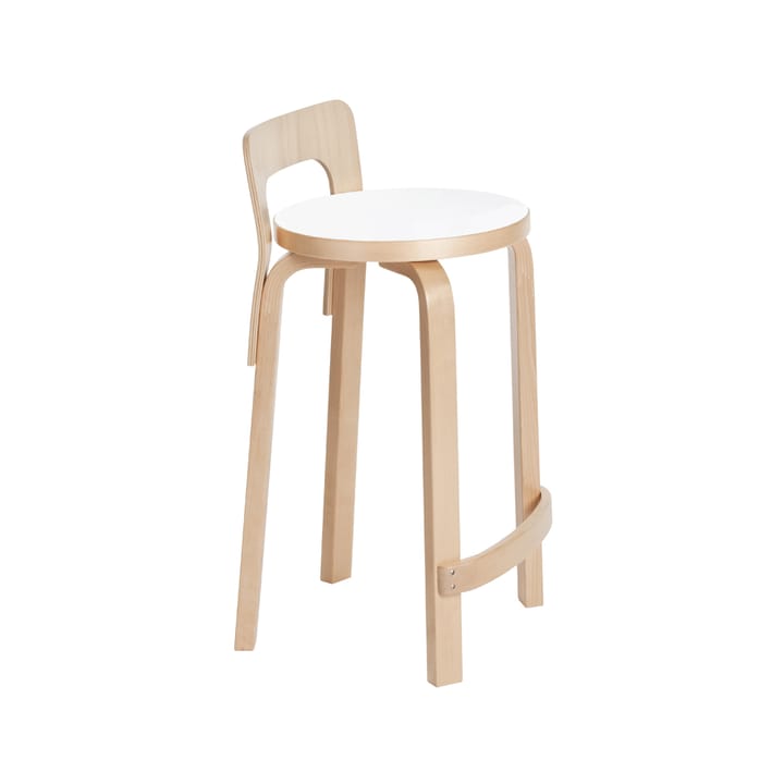 K65 barstol - Hvit laminat-Bjørk - Artek