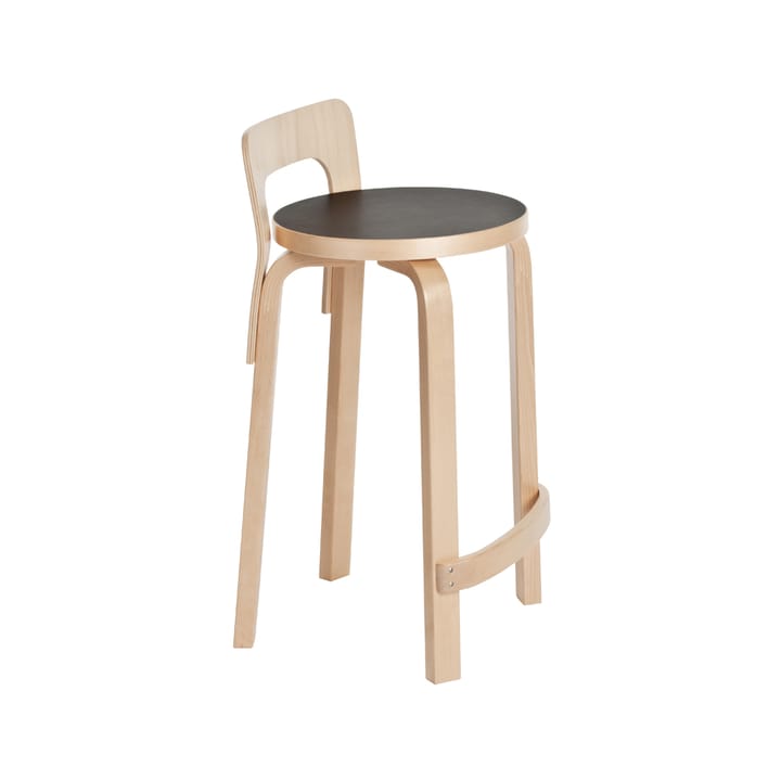 K65 barstol - Svart linoleum-Bjørk - Artek
