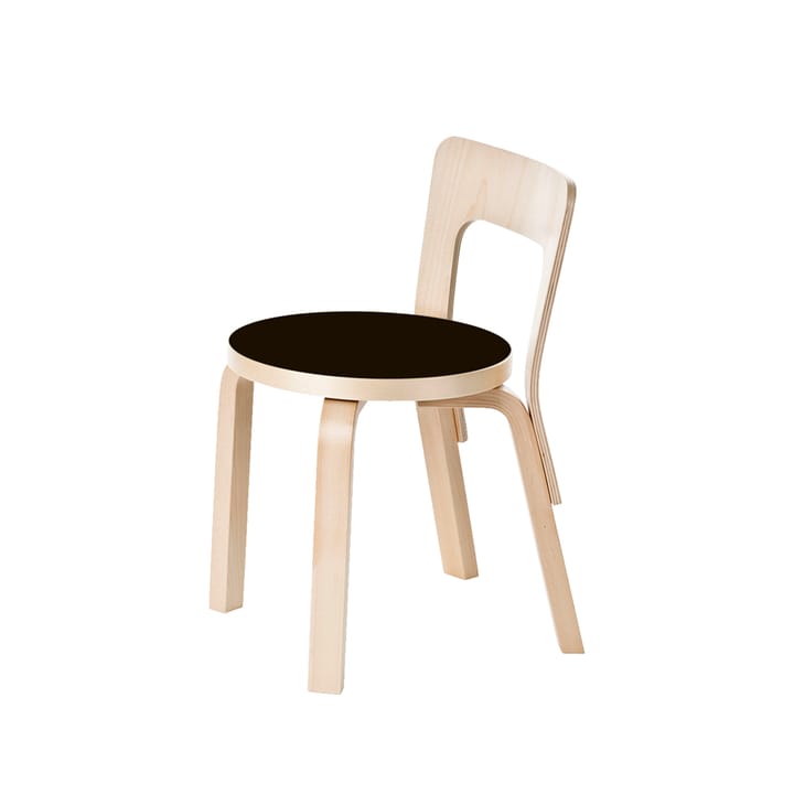 N65 barnestol - Svart linoleum-Bjørk - Artek