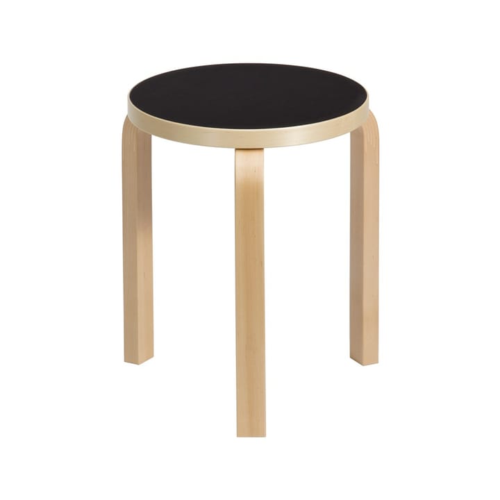 Stol 60 krakk 3 stk ben - Svart linoleum-Bjørk - Artek