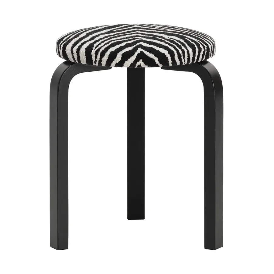 Stol 60 krakk 3 stk ben, Svartlakkert bjørk-stoff Zebra svart Artek