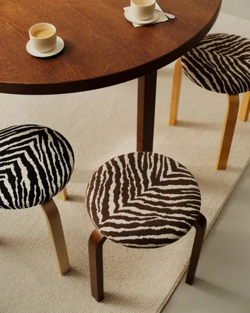 Stol 60 krakk 3 stk ben - Valnøttbeiset bjørk-stoff Zebra brun - Artek