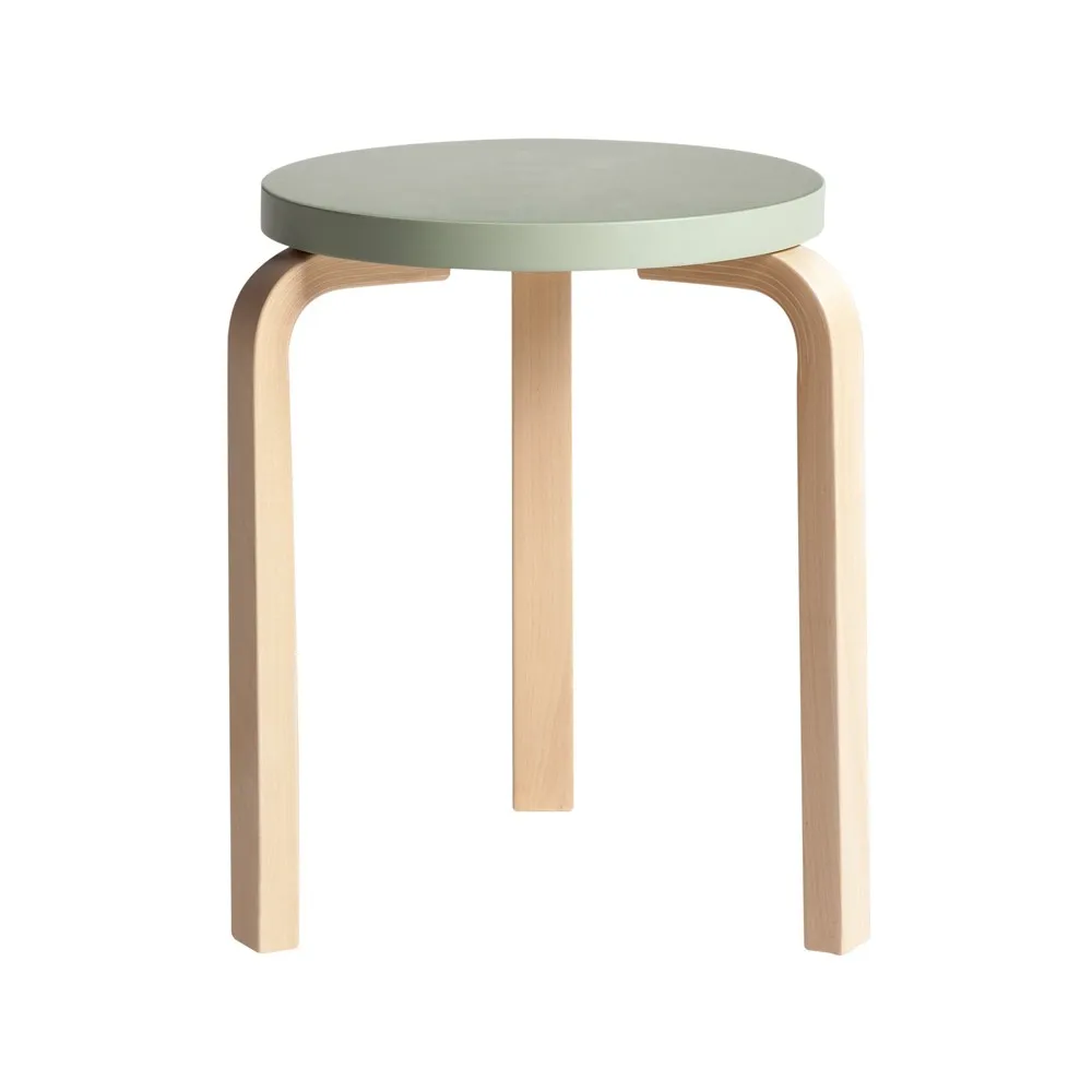 Stool 60 rund krakk 3 bein, Green-Bjørk, Ø38x44 cm Artek