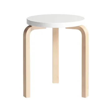 Stool 60 rund krakk 3 bein - Hvit-bjørk, Ø38x44 cm - Artek