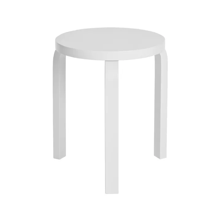 Stool 60 rund krakk 3 bein - Hvit lakk, Ø38x44 cm - Artek