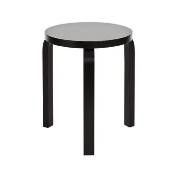 Stool 60 rund krakk 3 bein - Svart lakk, Ø38x44 cm - Artek