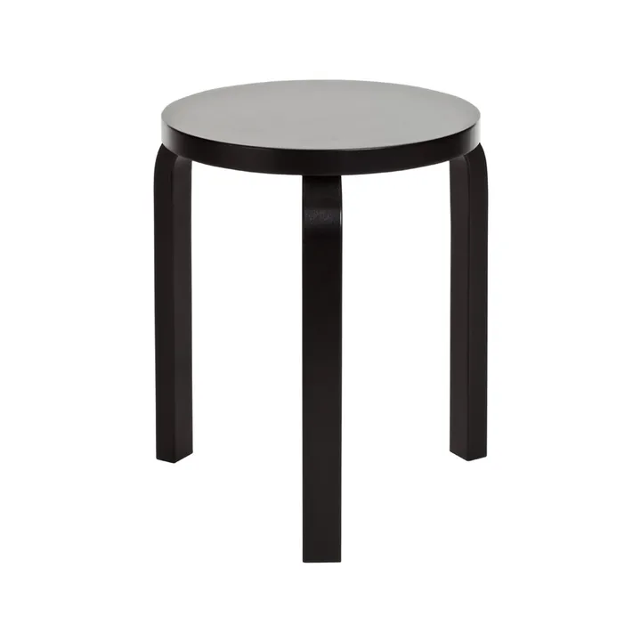Stool 60 rund krakk 3 bein - Svart lakk, Ø38x44 cm - Artek