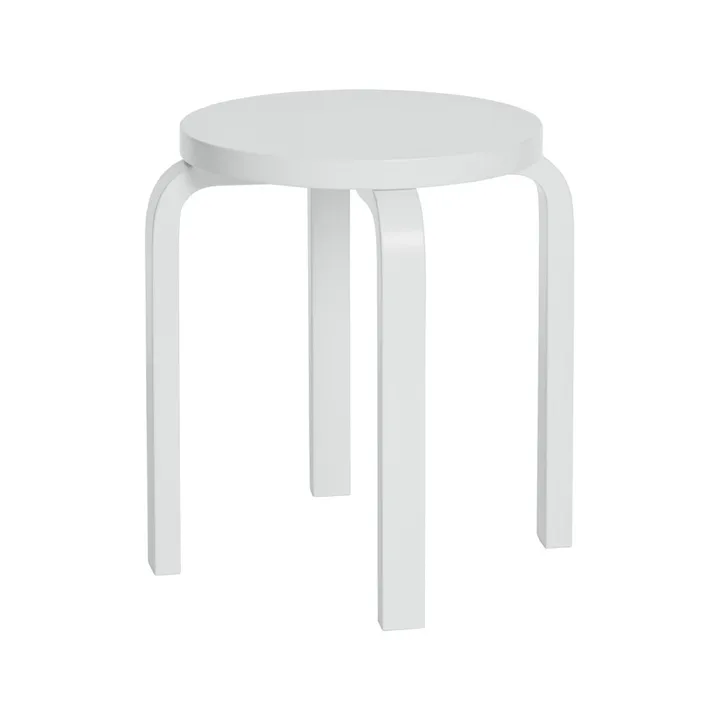 Stool E60 rund krakk 4 bein - Hvit lakk, Ø38x44 cm - Artek