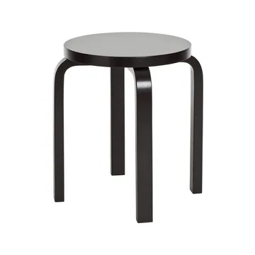 Stool E60 rund krakk 4 bein - Svart lakk, Ø38x44 cm - Artek