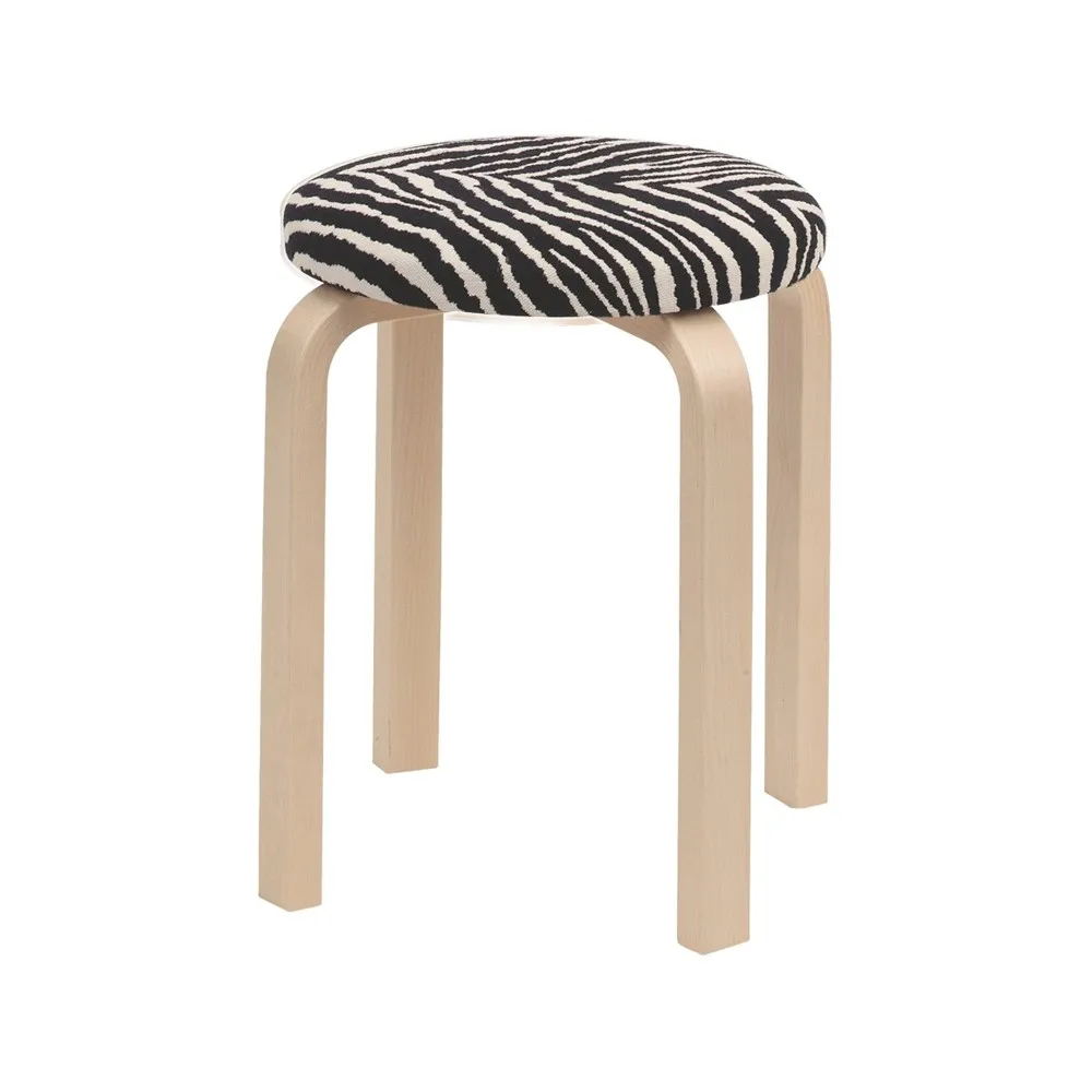 Stool E60 rund krakk 4 bein, Zebra-bjørk, Ø38x44 cm Artek