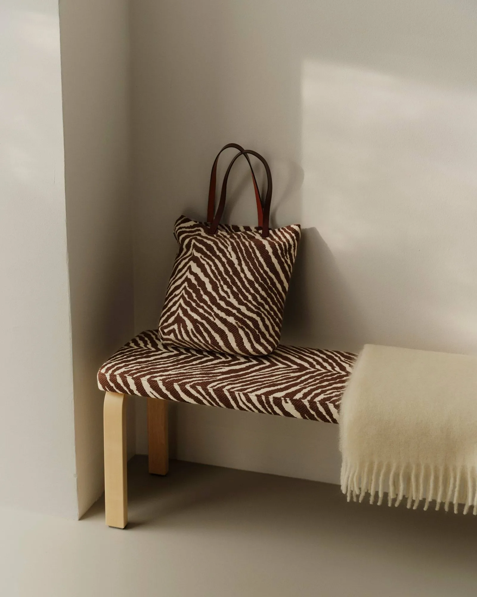 Zebra Tote Bag veske, Brun-hvit Artek