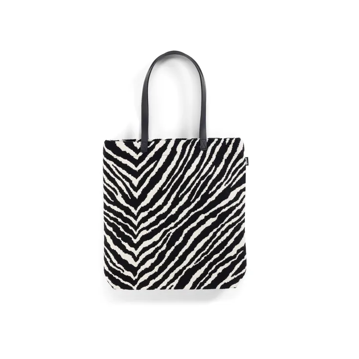 Zebra Tote Bag veske - Svart-hvit, lærhåndtak, 41x42x8 cm - Artek