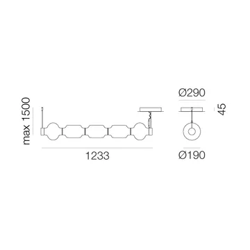 Alambicco horisontal pendel - 5 glasskupler - Artemide