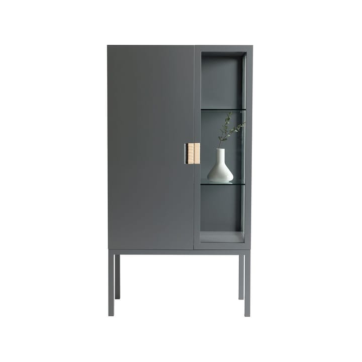 Frame Semi vitrineskap - char grey, handtag läder natur - Asplund