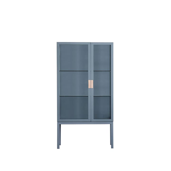 Frame Semi vitrineskap - nordic blue, håndtak i lær natur - Asplund