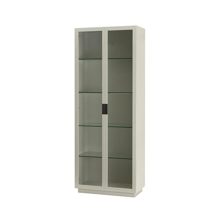 Frame XL vitrineskap - light grey, svart lærhåndtak - Asplund