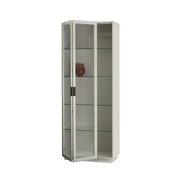 Frame XL vitrineskap - light grey, svart lærhåndtak - Asplund