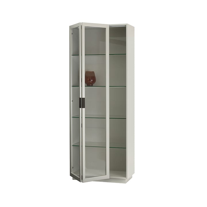 Frame XL vitrineskap, light grey, svart lærhåndtak Asplund