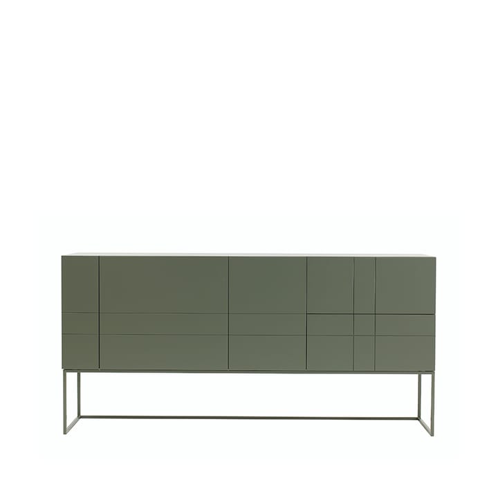 Kilt Light 180 sideboard - green khaki, 3 dører, 2 skuffer - Asplund