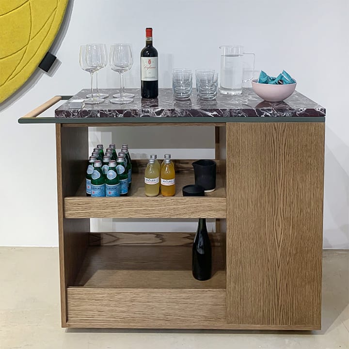 Remy serveringsvogn, valnøttbeiset eik (p4), carrara-marmor, green khaki Asplund