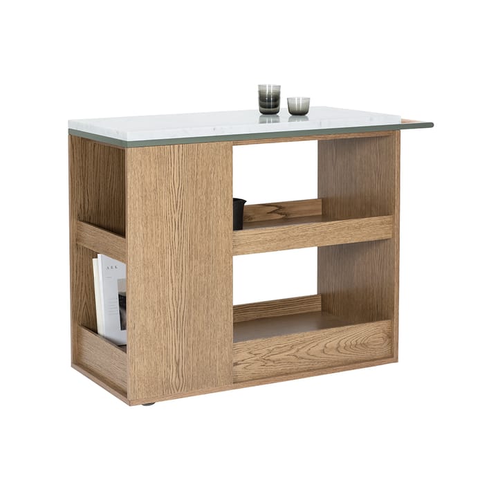 Remy serveringsvogn - valnøttbeiset eik (p4), carrara-marmor, green khaki - Asplund