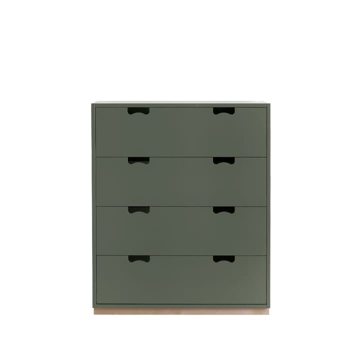 Snø A kommode - green khaki, bjørkesokkel - Asplund