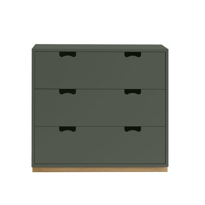 Snø A3 byrå - green khaki, eikesokkel - Asplund