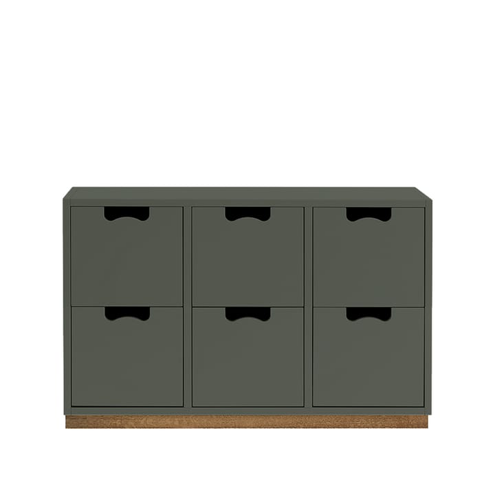 Snø B2 byrå - green khaki, eikesokkel - Asplund