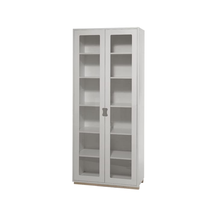 Snø F høyskap vitrineskap - light grey, bjørkesokkel, dyp. 42 cm - Asplund