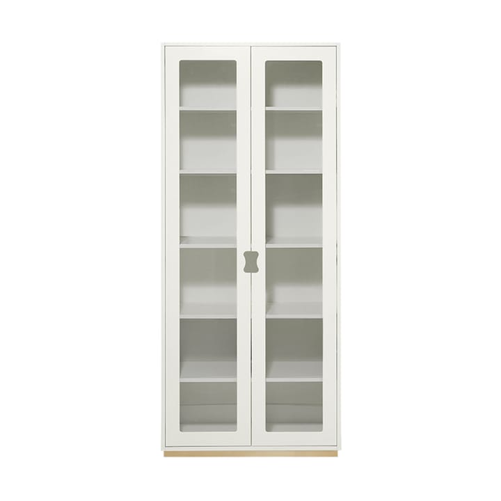Snø F høyskap vitrineskap - white, bjørkesokkel, dyp.42 cm - Asplund