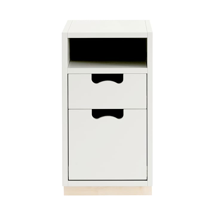 Snø G3 nattbord - white, bjørkesokkel - Asplund