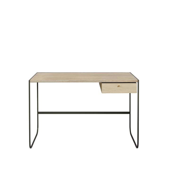 Tati skrivebord - hvitbeiset eik (p2), 1 skuff p2, stativ green khaki - Asplund