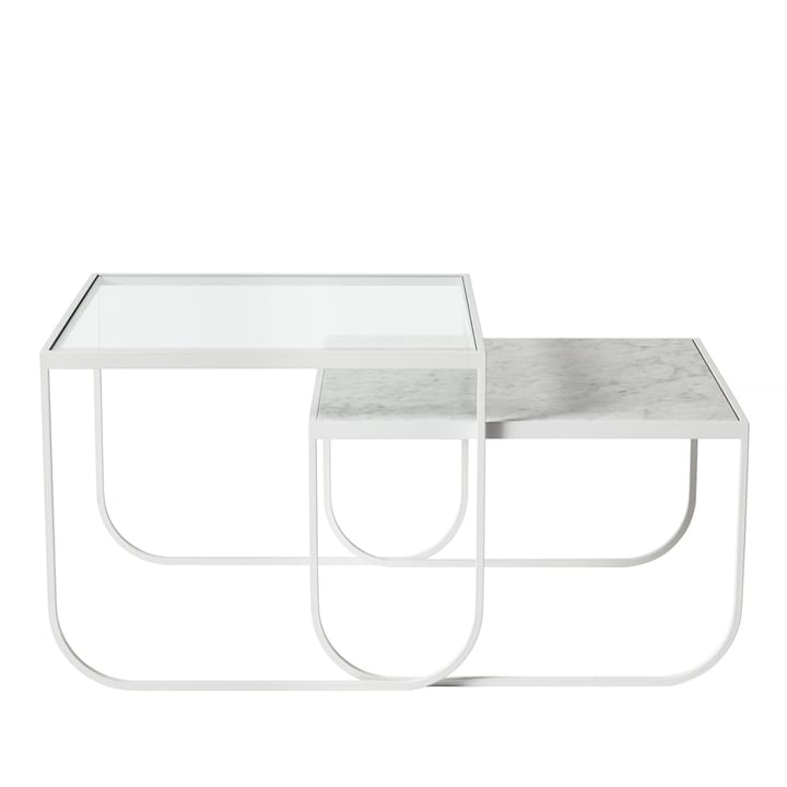 Tati Square sofabord, glass, hvitt understell Asplund