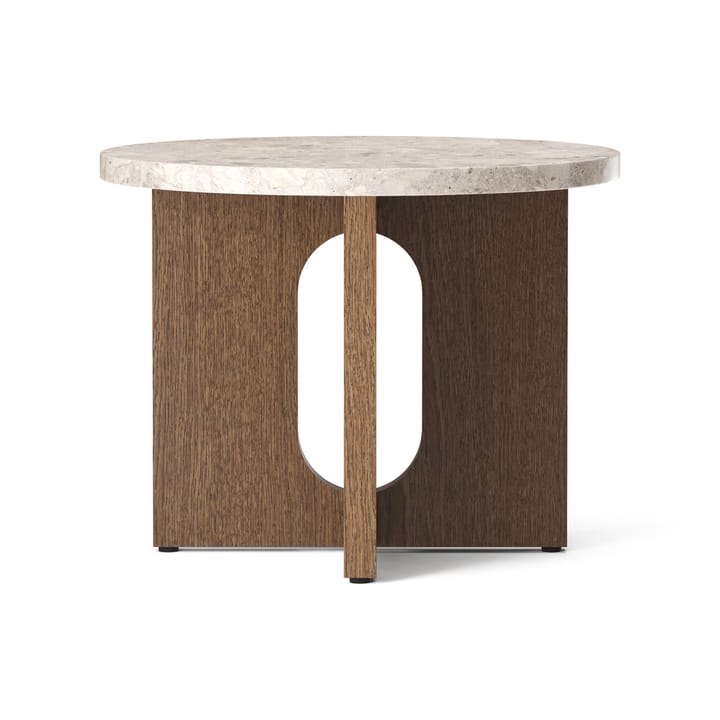 Androgyne sidebord Ø 50 cm mørkbeiset eik - Kunis Breccia-bordplate - Audo Copenhagen