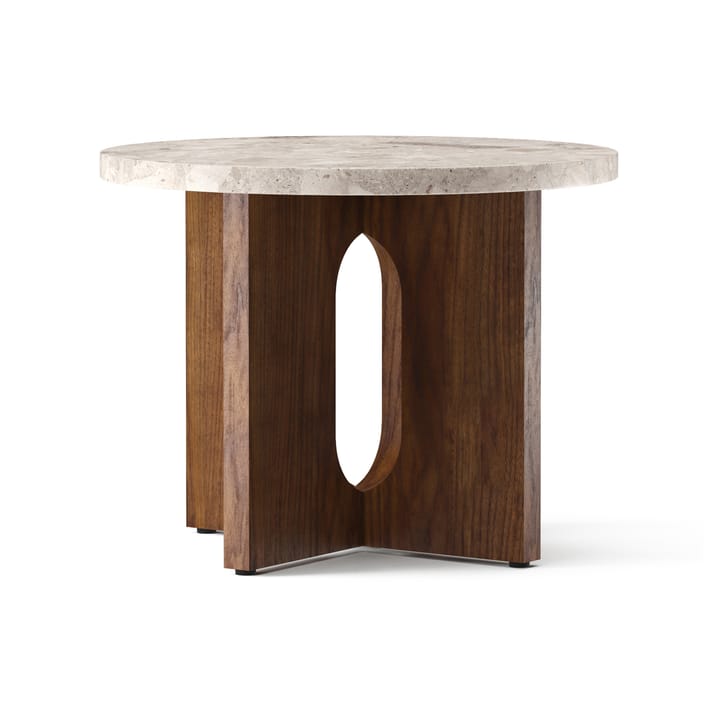 Androgyne sidebord Ø 50 cm valnøttbase, Kunis Breccia-bordplate Audo Copenhagen