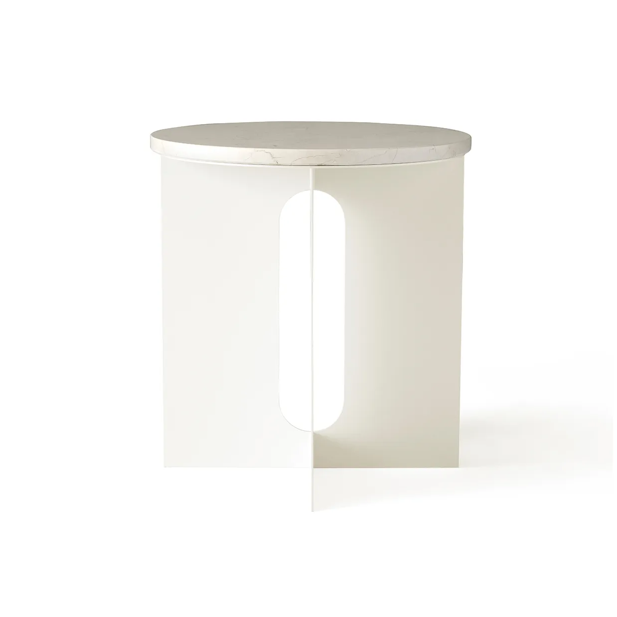 Androgyne sidebord, Calacatta Viola marmor-ivory stål, Ø42 cm Audo Copenhagen