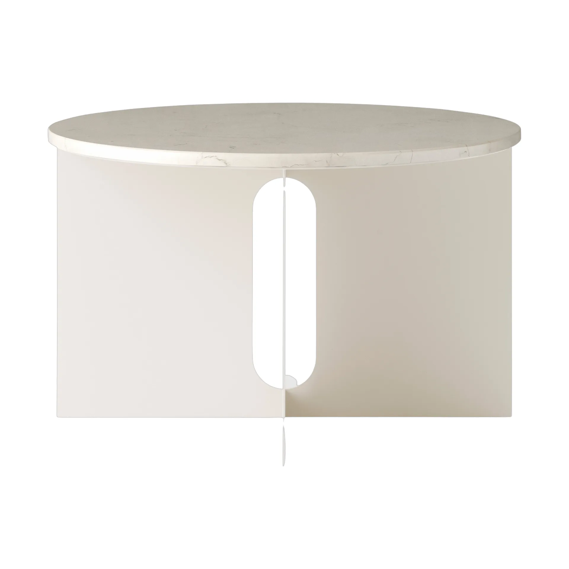 Androgyne sidebord, Crystal Rose marmor-ivory stål, Ø65 cm Audo Copenhagen