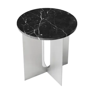 Androgyne sidebord - Nero Maquina marmor-børstet stål, Ø42 cm - Audo Copenhagen