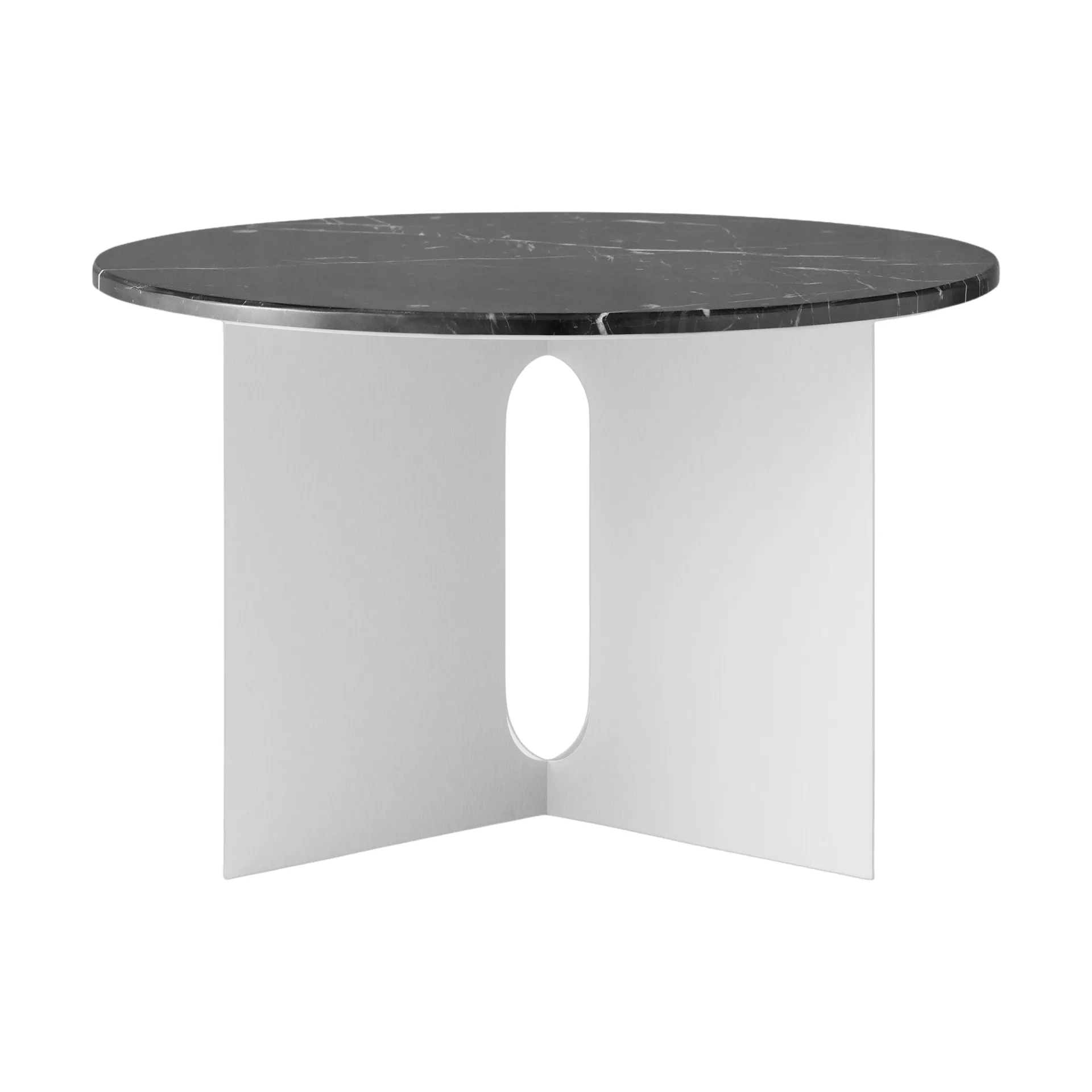 Androgyne sidebord, Nero Maquina marmor-børstet stål, Ø65 cm Audo Copenhagen