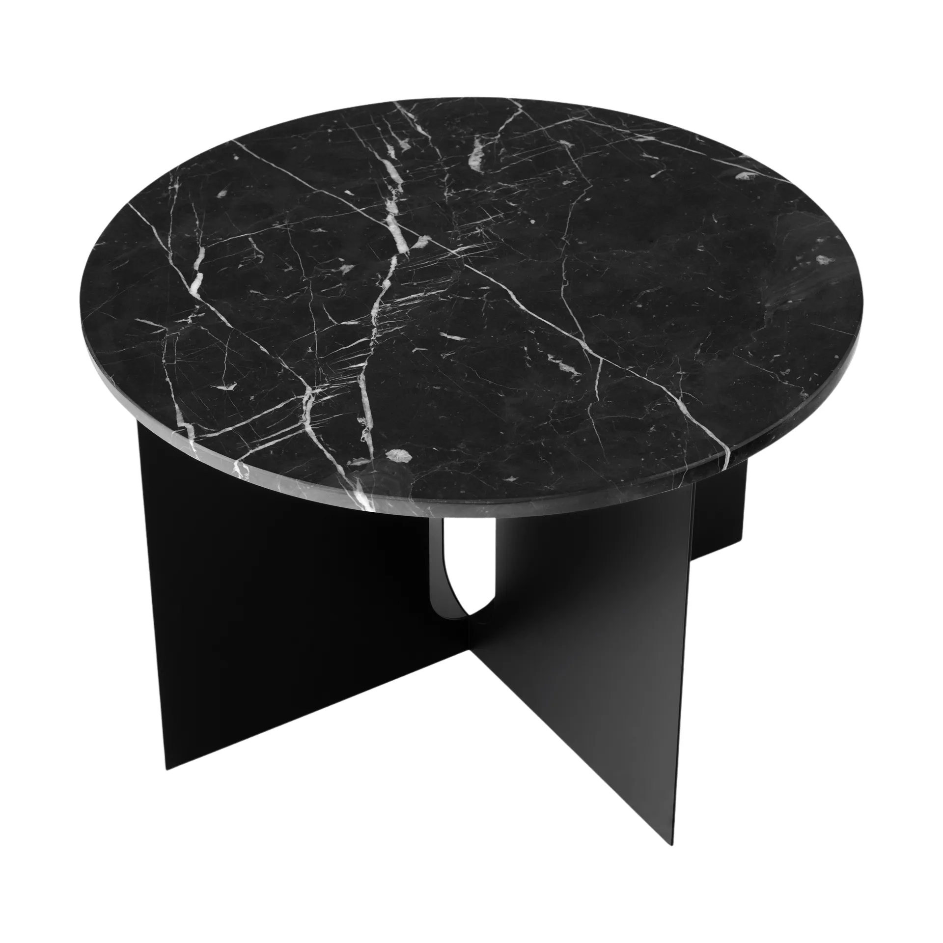 Androgyne sidebord, Nero Marquina marmor-svart stål, Ø65 cm Audo Copenhagen