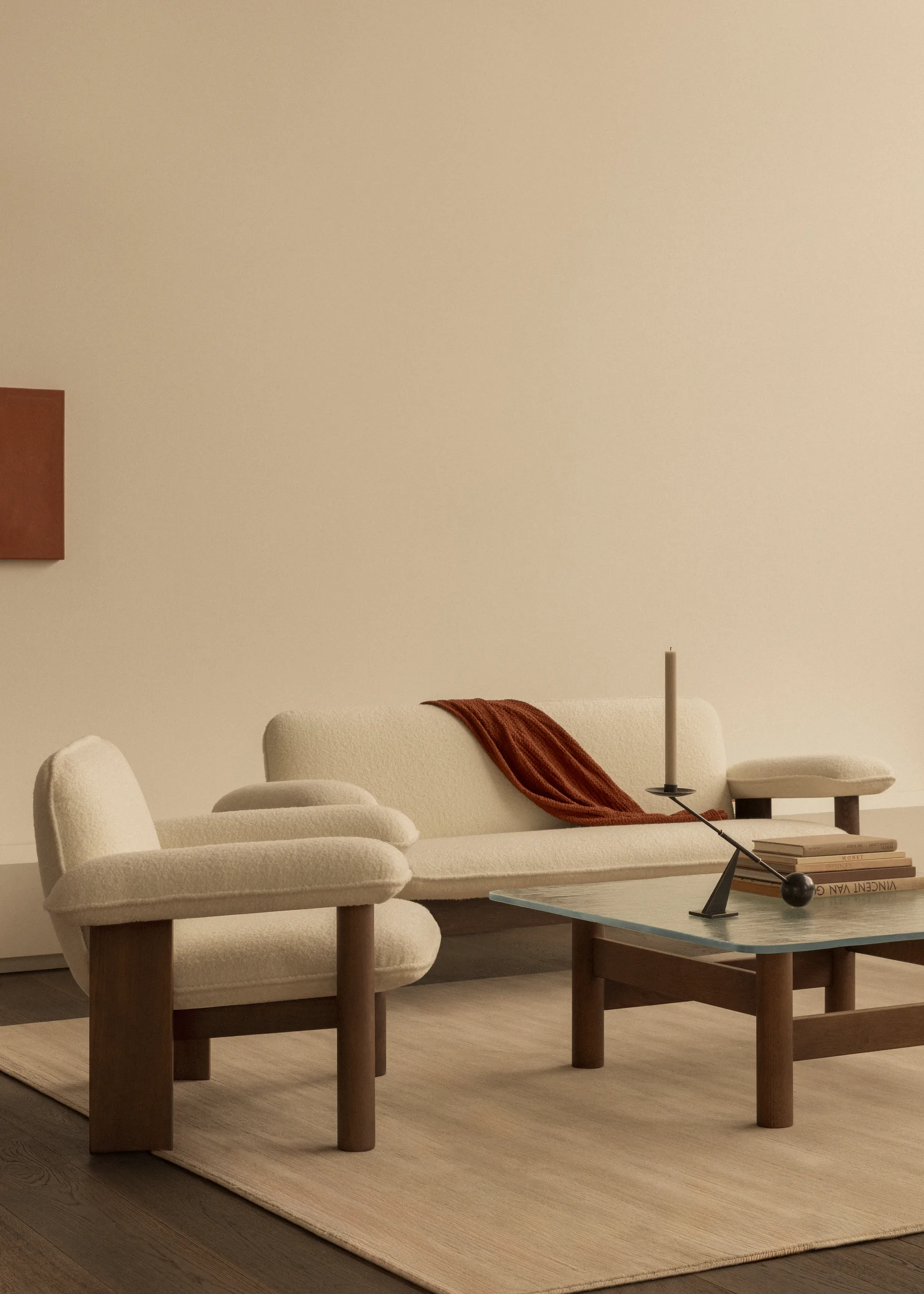 Brasilia lenestol low back, Dark oak-Nature sheepskin curly Audo Copenhagen