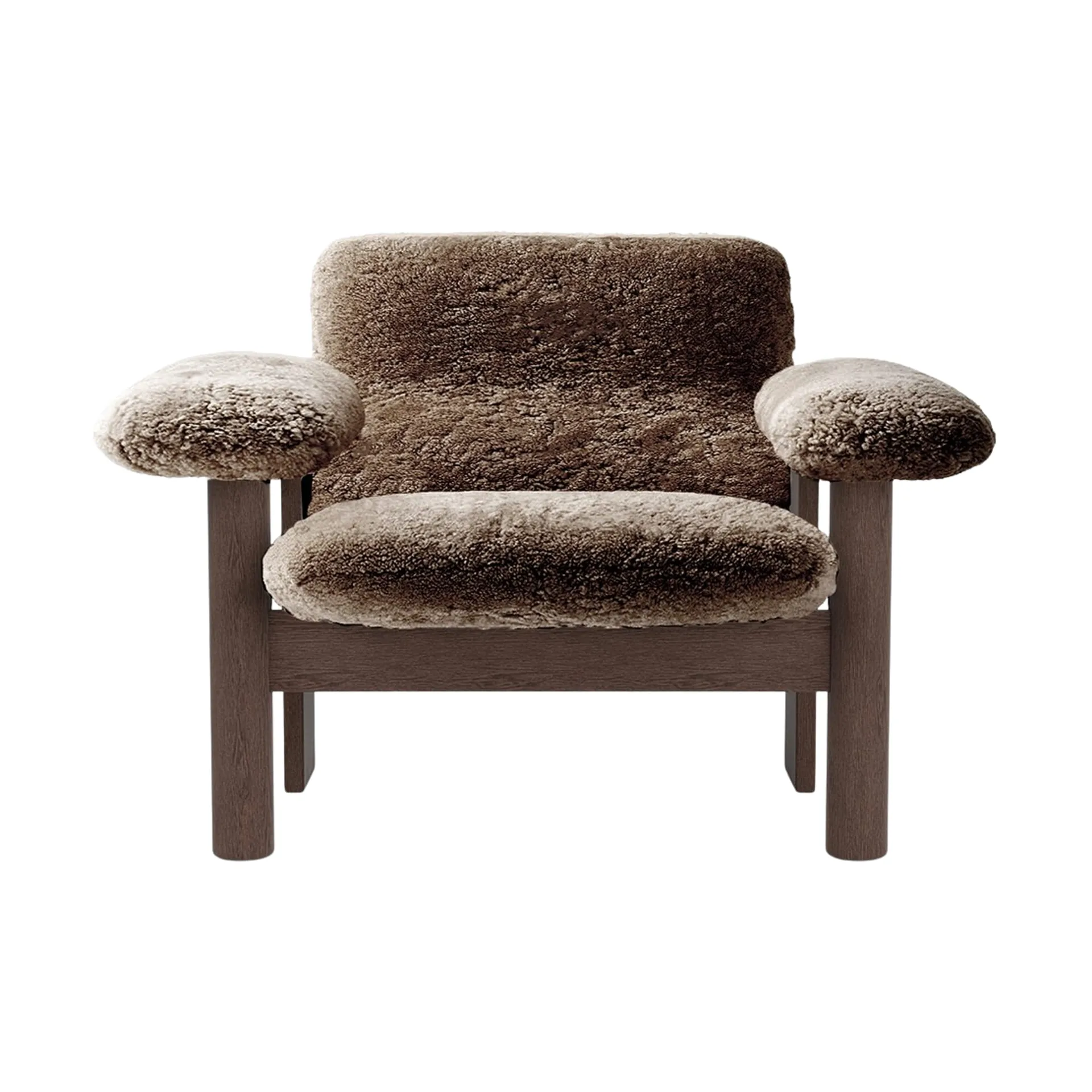 Brasilia lenestol low back, Dark oak-Sahara sheepskin curly Audo Copenhagen