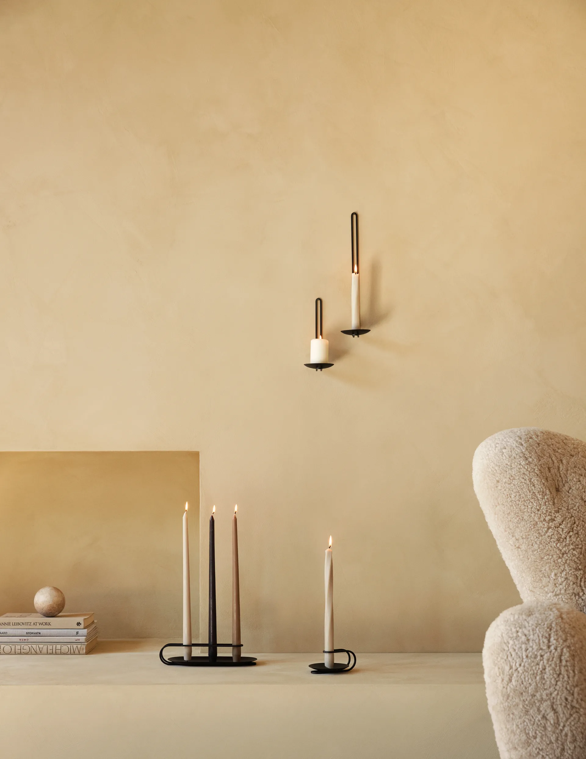 Clip telysholder vegg 20 cm, Sort Audo Copenhagen