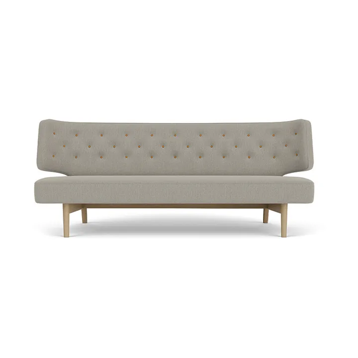 Radiohus sofa - Re-wool 218-natur eik, lærknapper, 2-seter - Audo Copenhagen