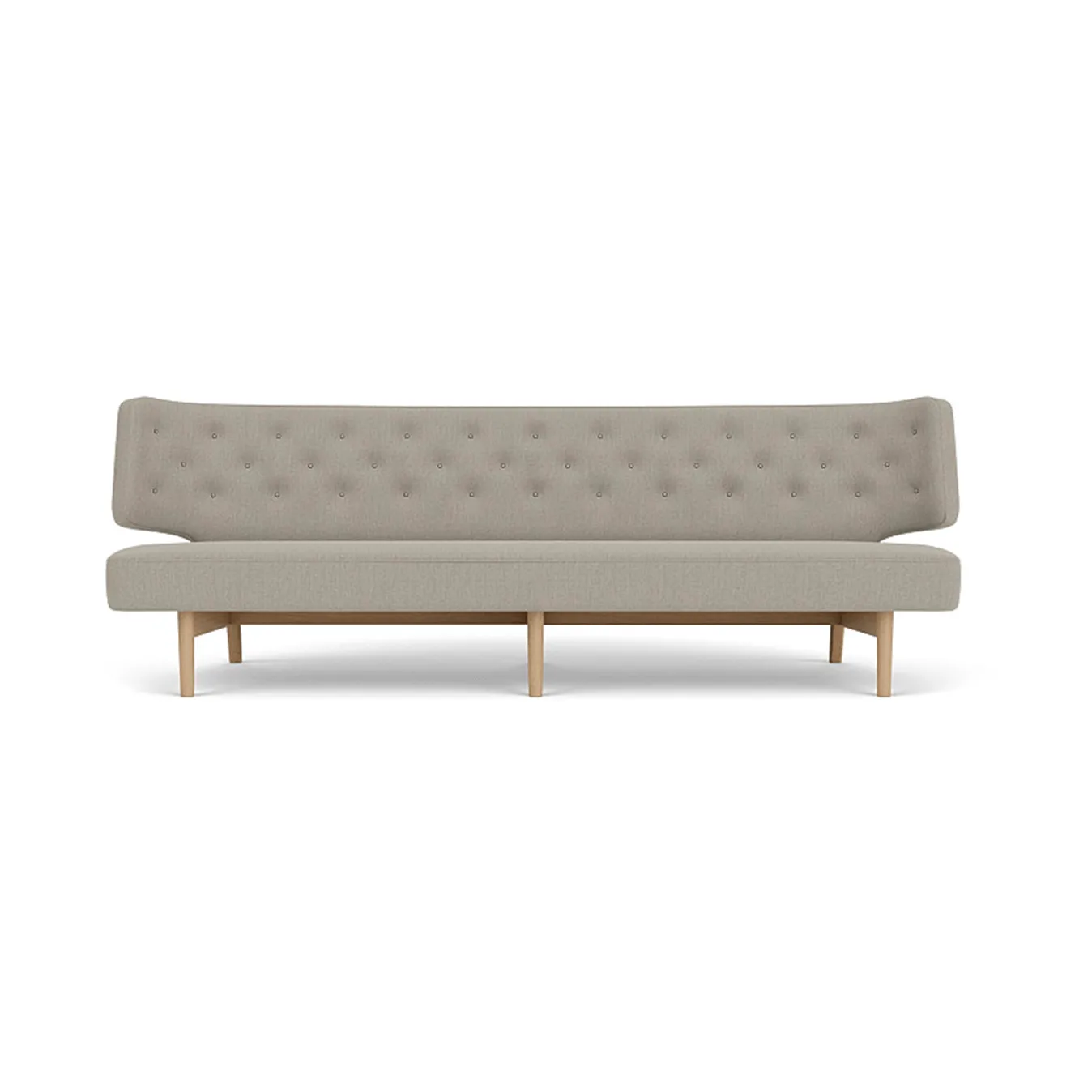 Radiohus sofa, Re-wool 218-naturlig eik, lærknapper, 3-seter Audo Copenhagen