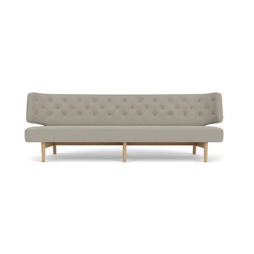 Radiohus sofa - Re-wool 218-naturlig eik, lærknapper, 3-seter - Audo Copenhagen