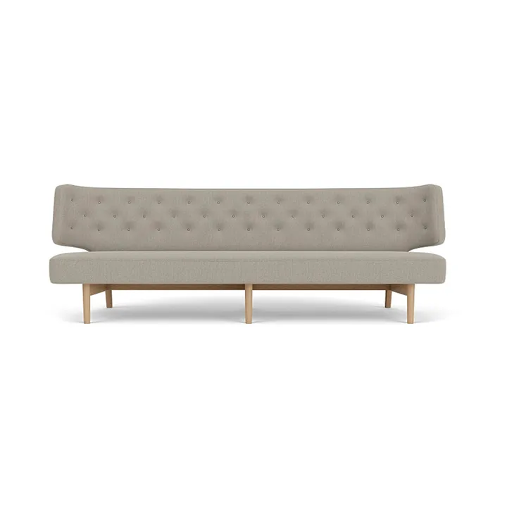 Radiohus sofa - Re-wool 218-naturlig eik, lærknapper, 3-seter - Audo Copenhagen