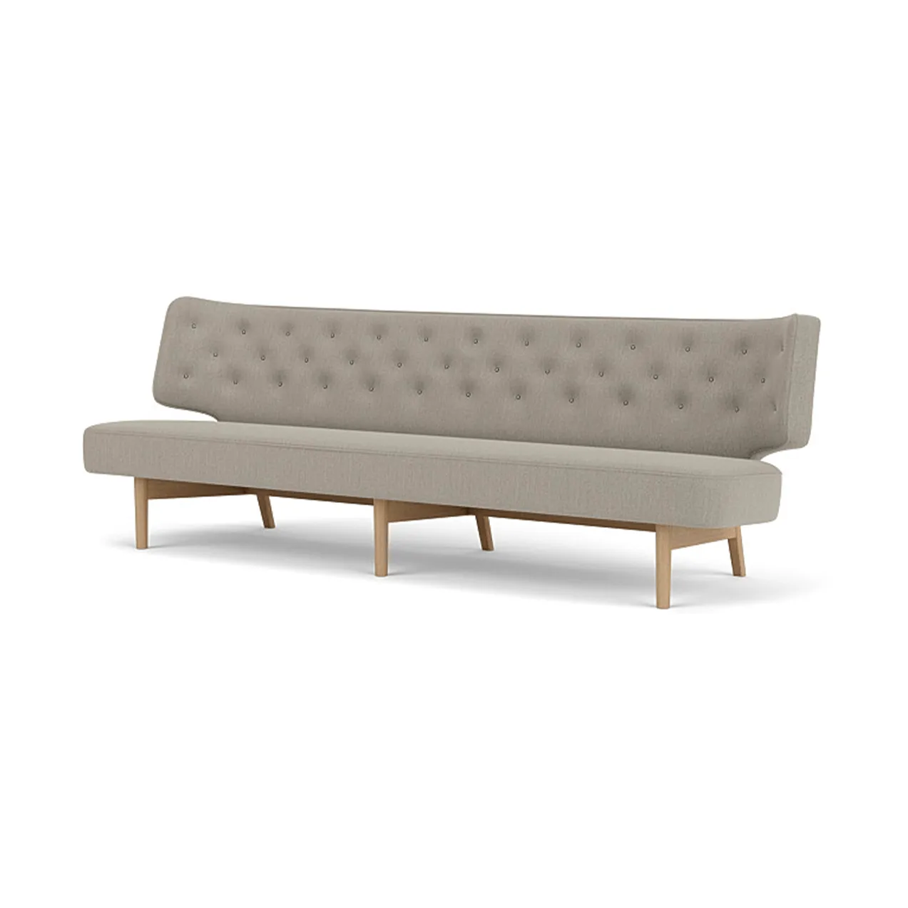 Radiohus sofa, Re-wool 218-naturlig eik, lærknapper, 3-seter Audo Copenhagen
